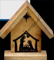 Crèche bois décor métal